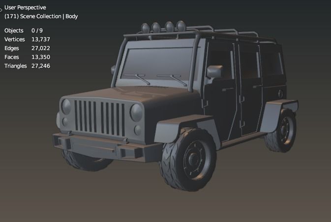 Jeep cartoon style Low-poly 3D model_3