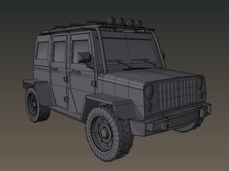 Jeep cartoon style Low-poly 3D model_5