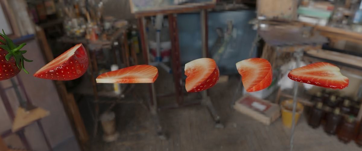 strawberry game asset - sliced Low-poly 3D model_3