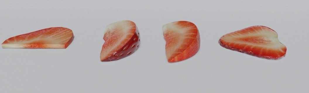 strawberry game asset - sliced Low-poly 3D model_4