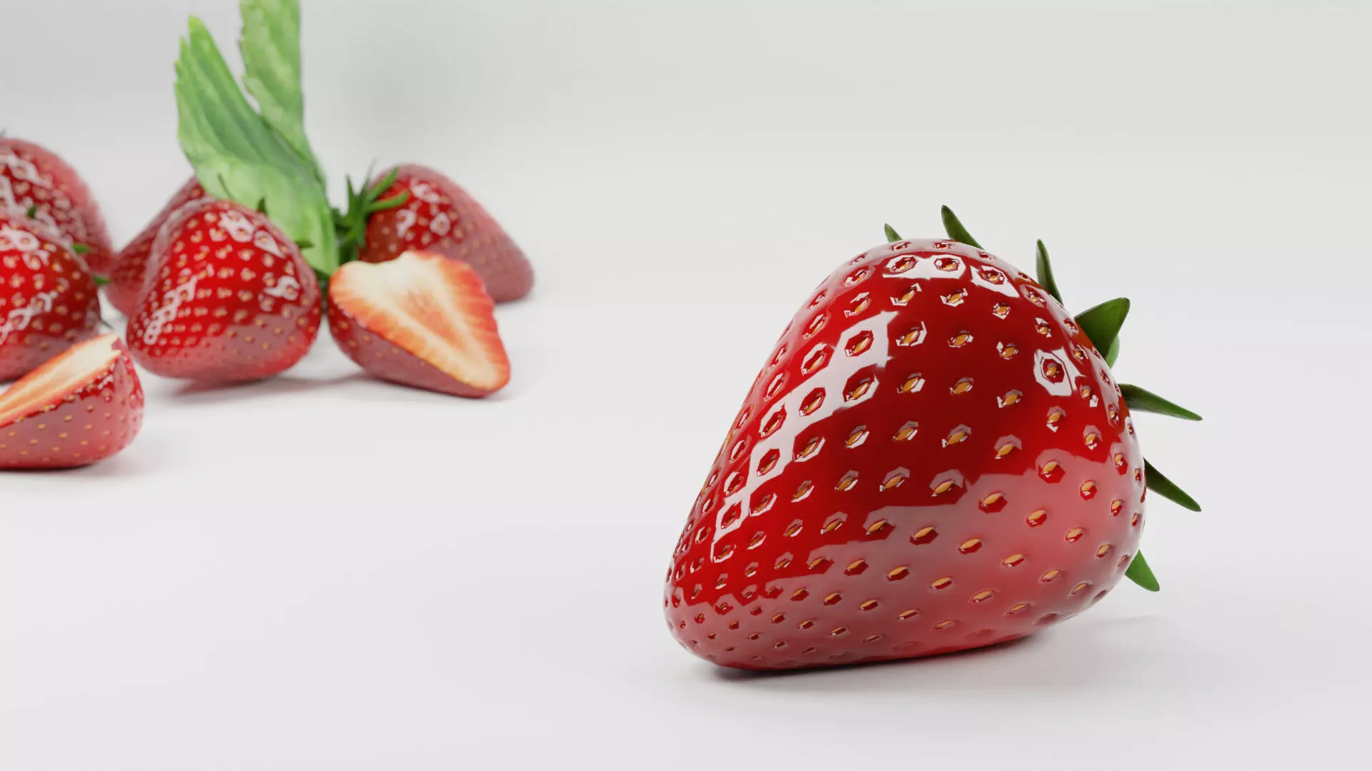 strawberry game asset - sliced Low-poly 3D model_0