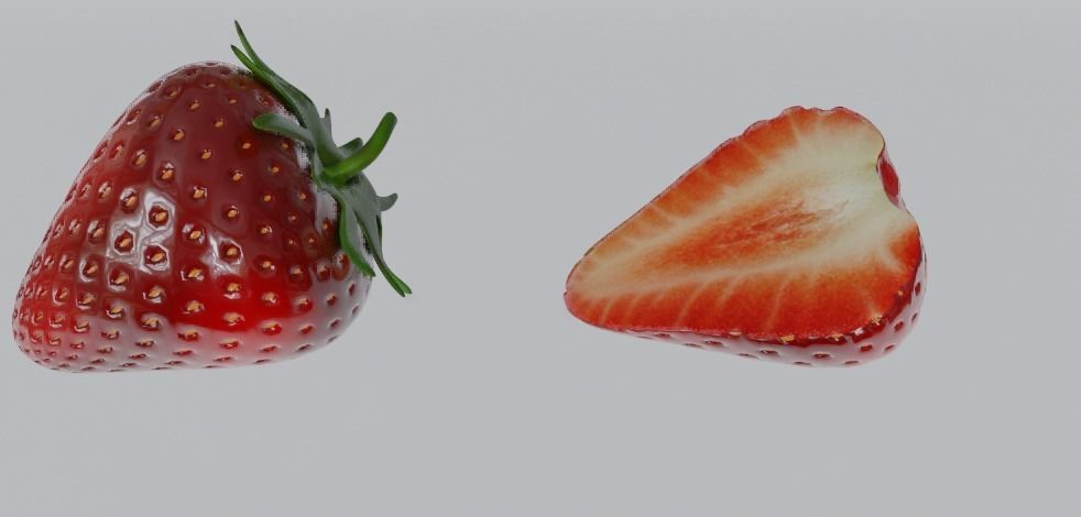 strawberry game asset - sliced Low-poly 3D model_5