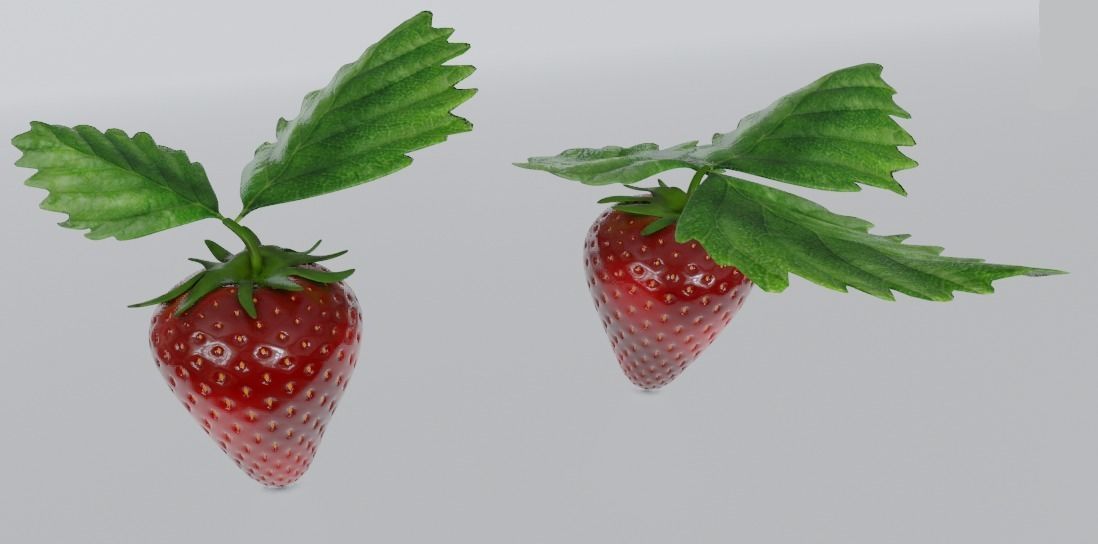 strawberry game asset - sliced Low-poly 3D model_6