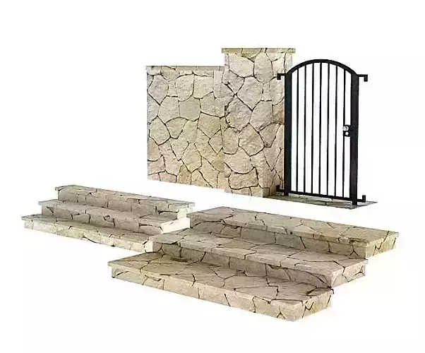 Stone Stairs With Metal Fence Door