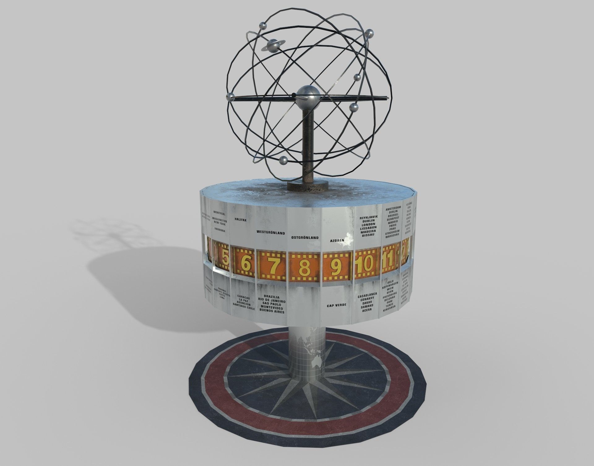 World Clock Berlin Alexander Platz np1 Low-poly 3D model_1