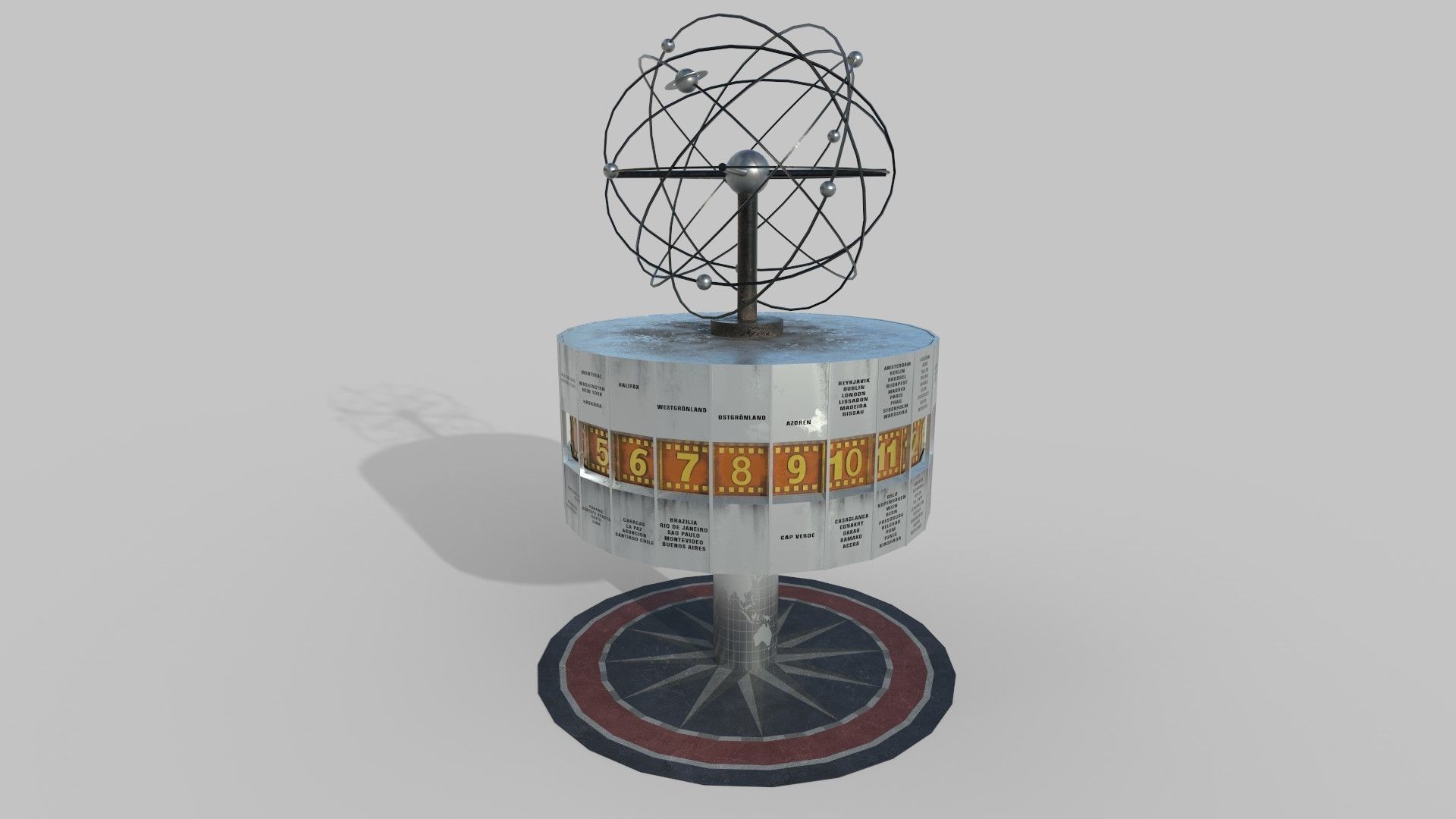 World Clock Berlin Alexander Platz np1 Low-poly 3D model_2
