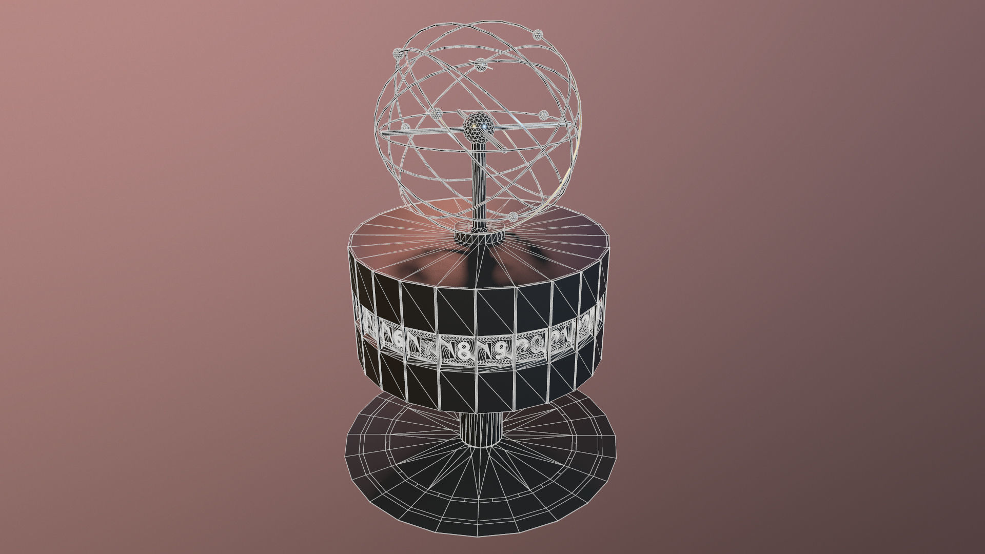 World Clock Berlin Alexander Platz np1 Low-poly 3D model_11