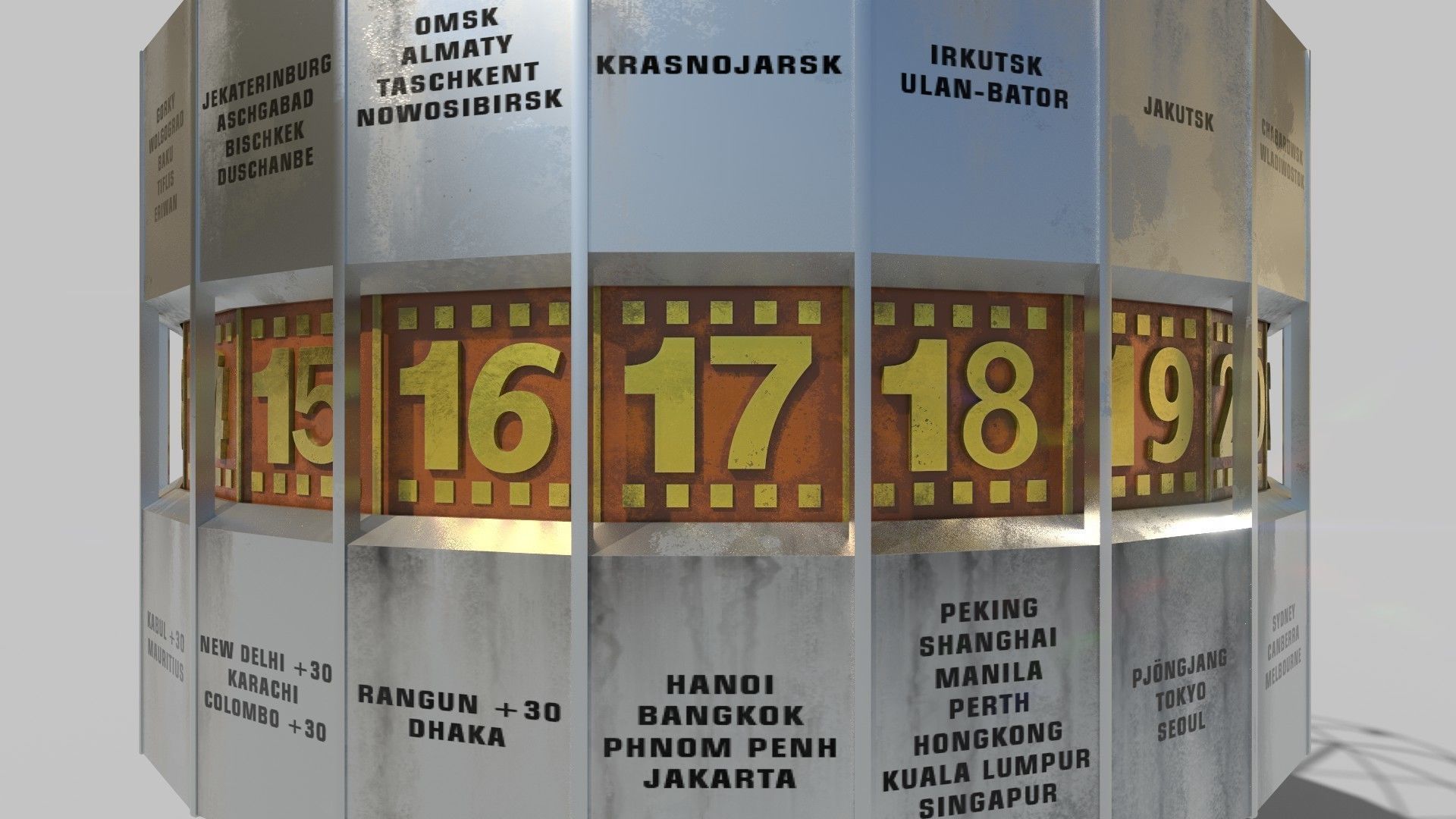 World Clock Berlin Alexander Platz np1 Low-poly 3D model_9