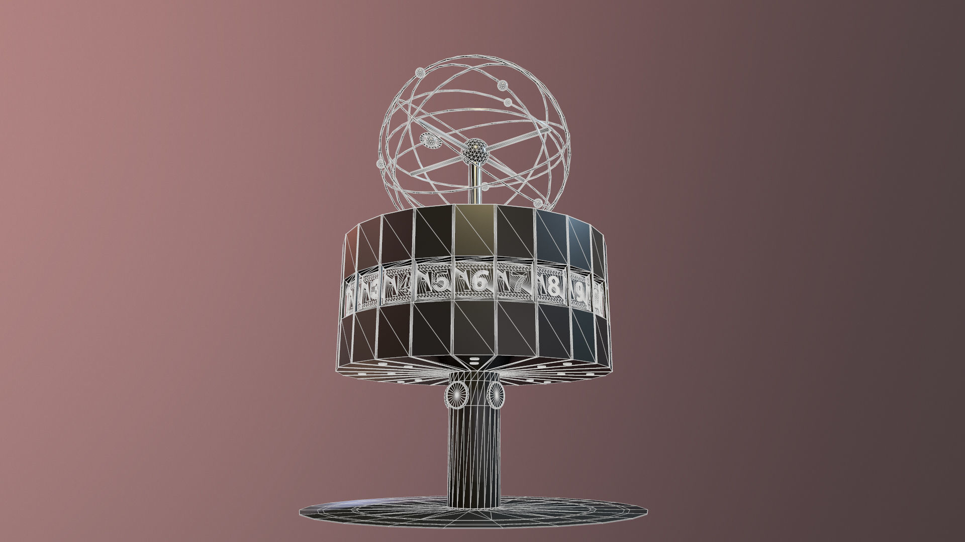 World Clock Berlin Alexander Platz np1 Low-poly 3D model_12