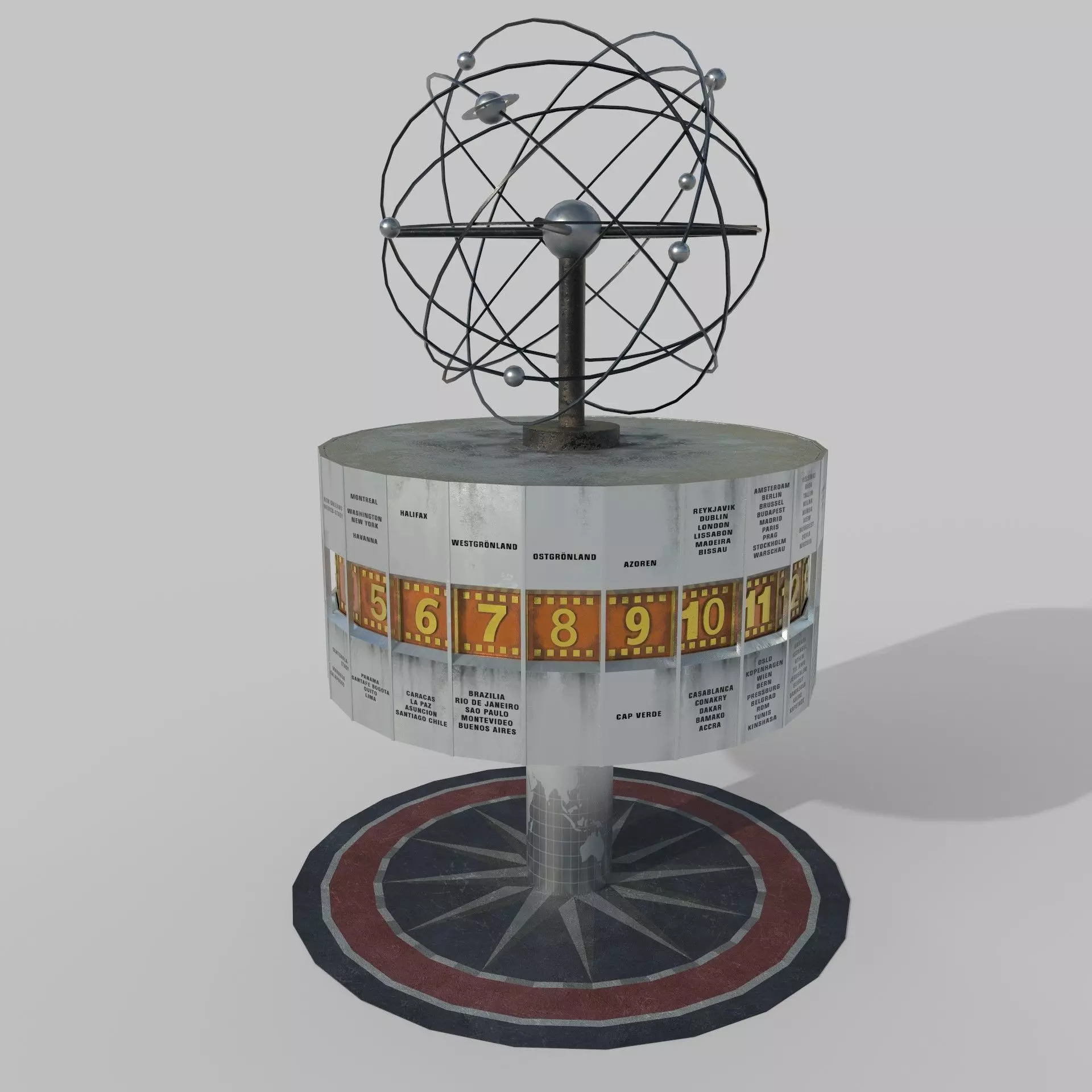World Clock Berlin Alexander Platz np1 Low-poly 3D model_0