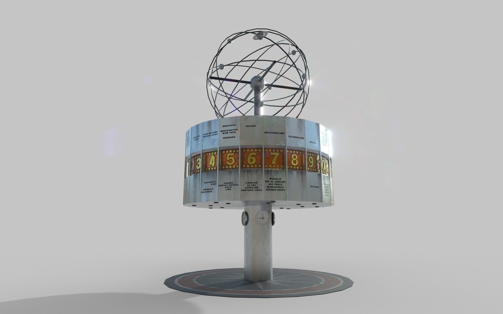 World Clock Berlin Alexander Platz np1 Low-poly 3D model_15