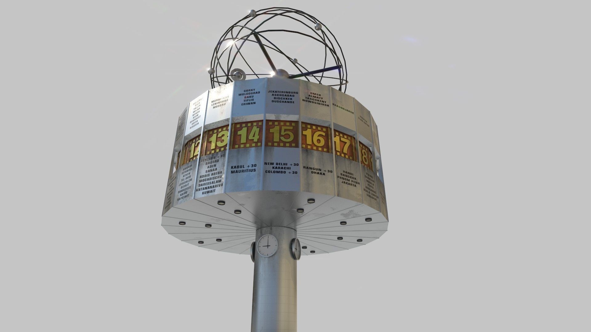 World Clock Berlin Alexander Platz np1 Low-poly 3D model_10