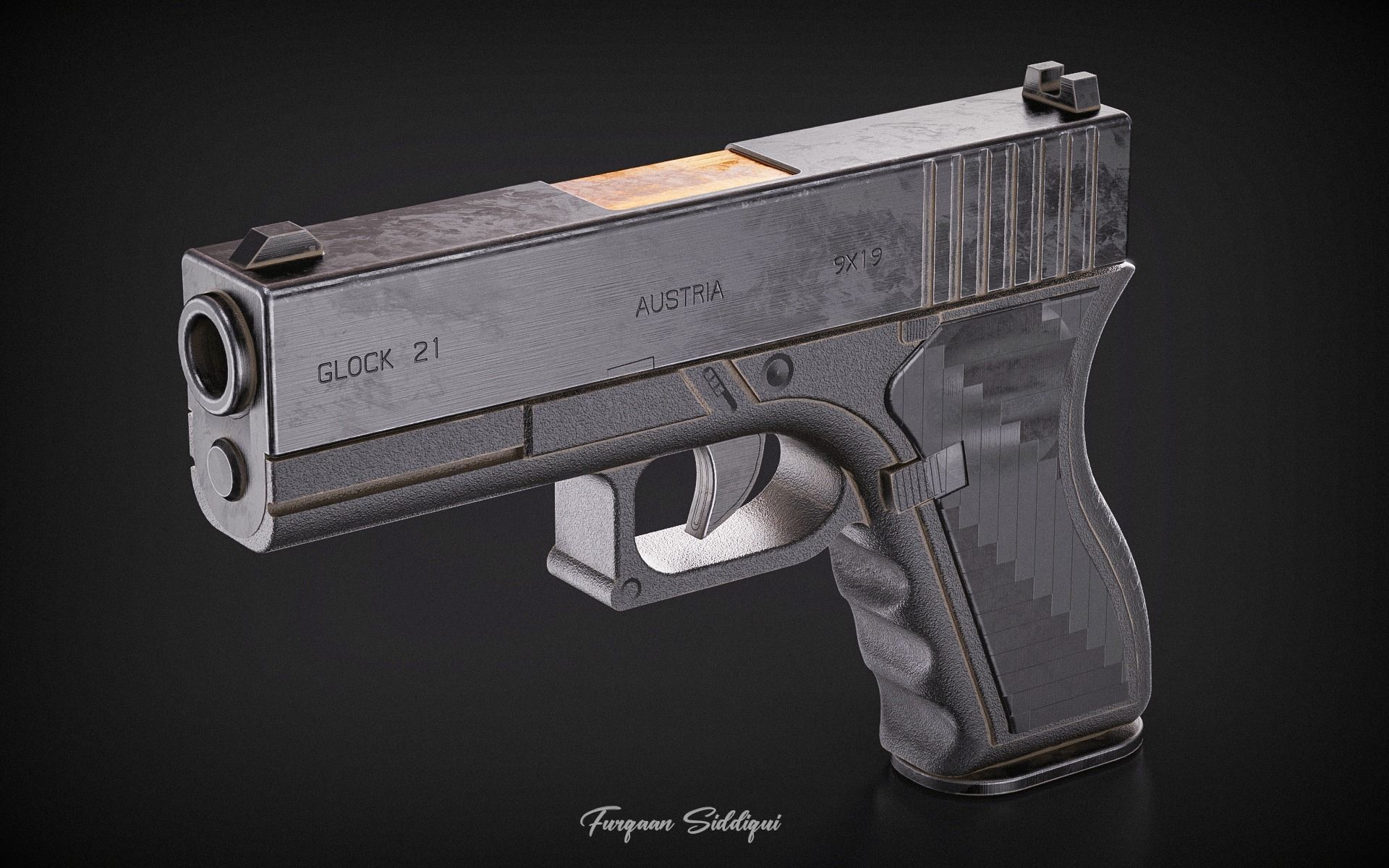 Glock Pistol PBR Low-poly 3D model_3