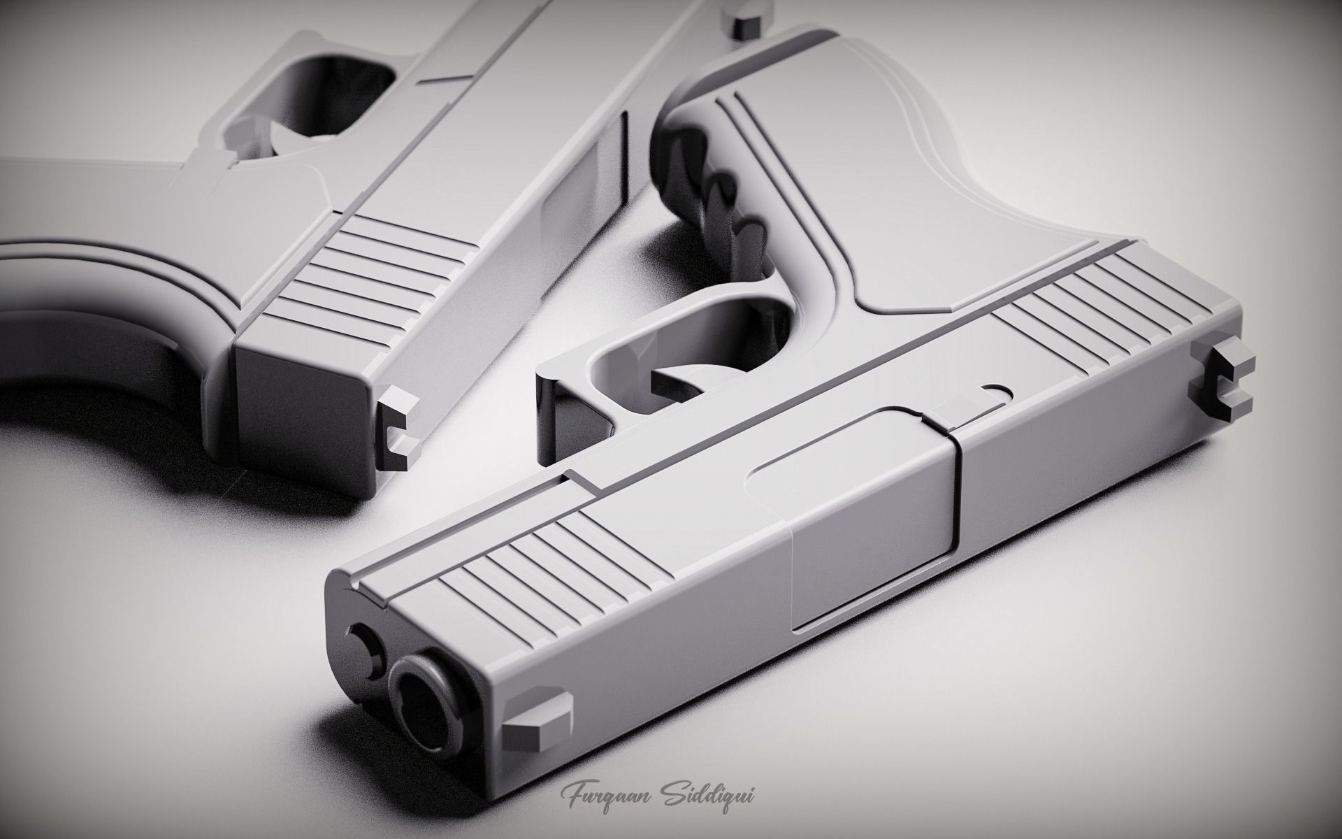 Glock Pistol PBR Low-poly 3D model_7