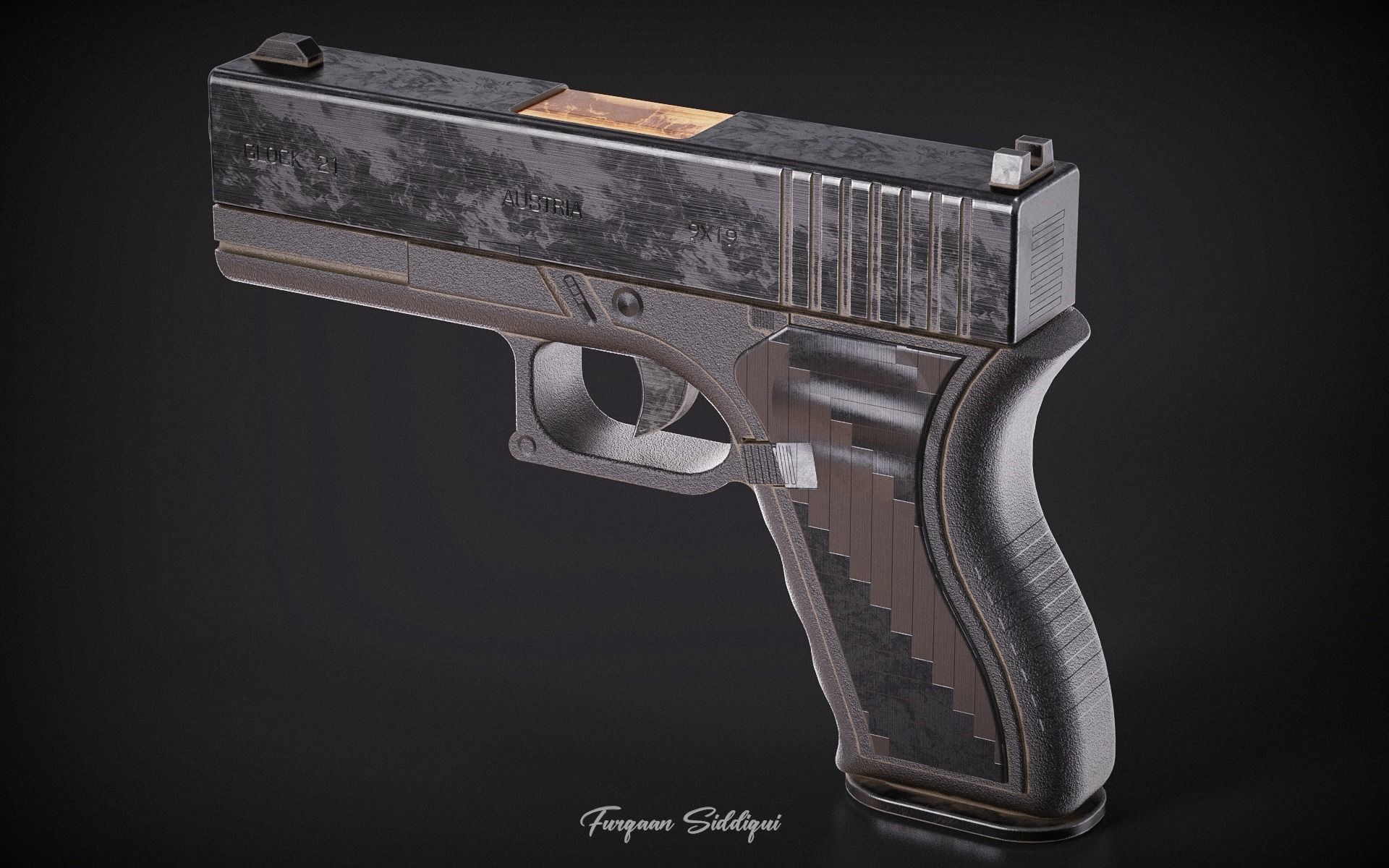 Glock Pistol PBR Low-poly 3D model_2