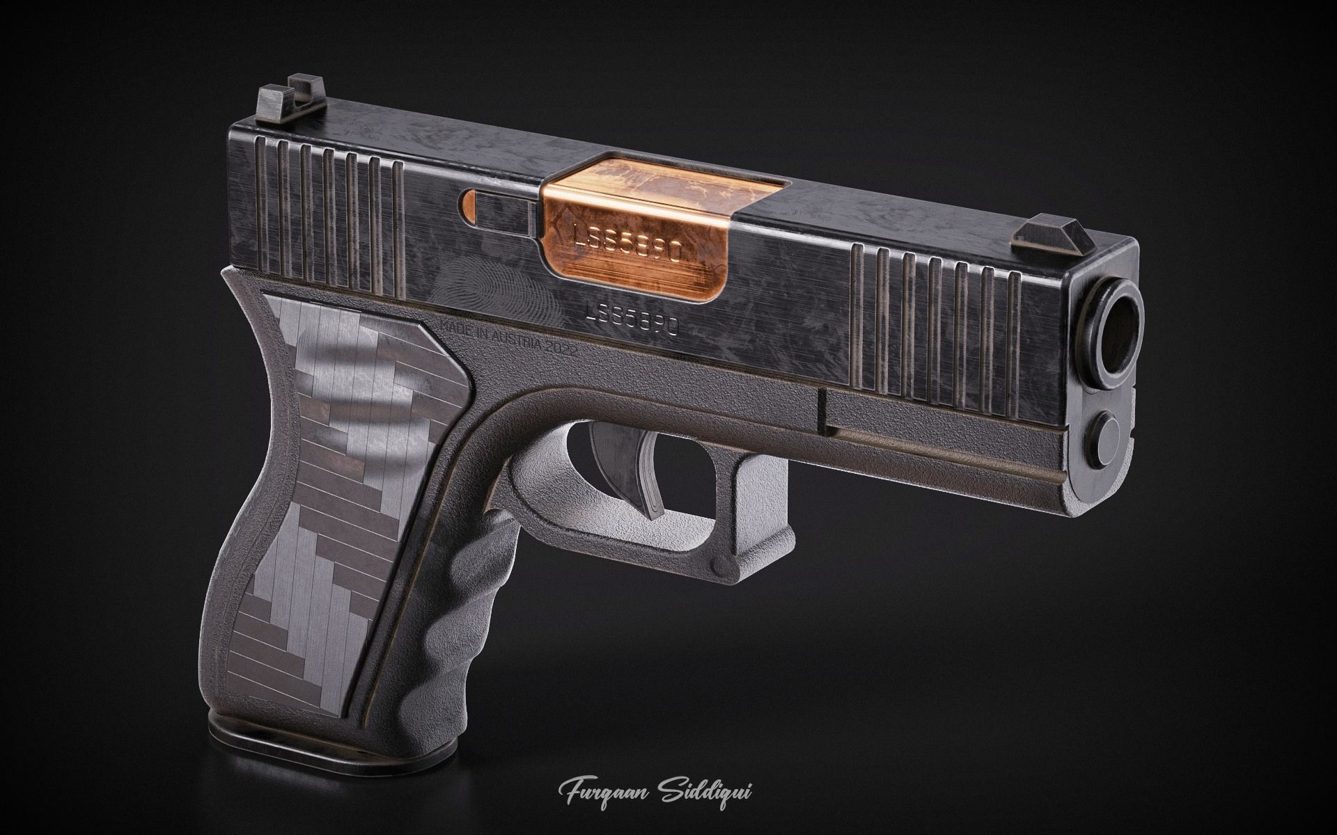 Glock Pistol PBR Low-poly 3D model_1