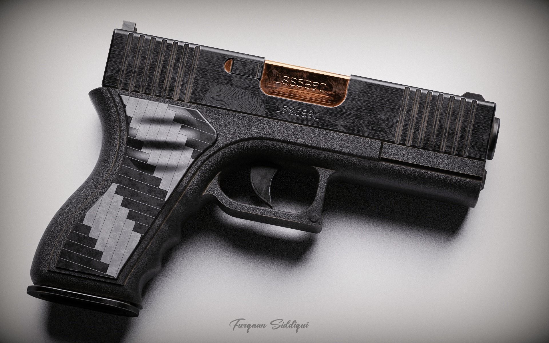 Glock Pistol PBR Low-poly 3D model_5