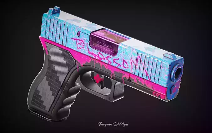 Glock Pistol Blossom Blueprint PBR Gun