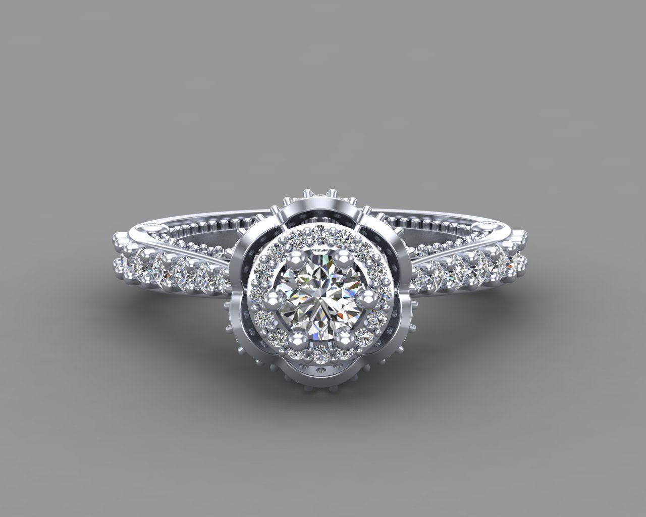Diamond Engagement Ring 6-MW 3D print model_7