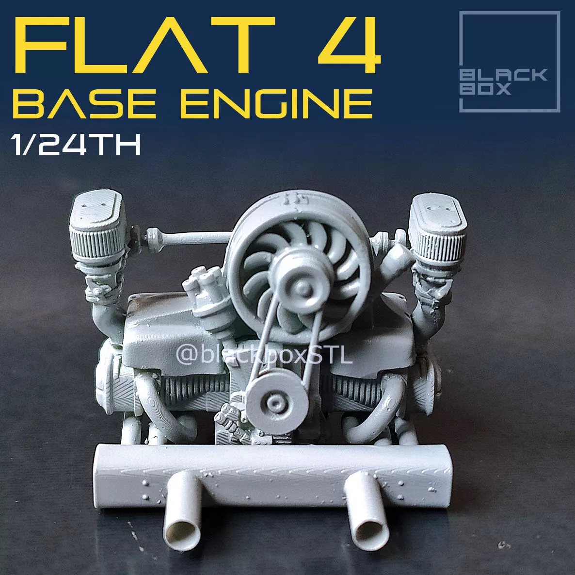 Flat Four BASE ENGINE 1-24th for modelkits and diecast 3D print model