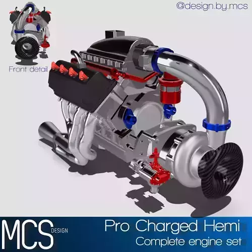 Procharged Hemi Engine with accessories