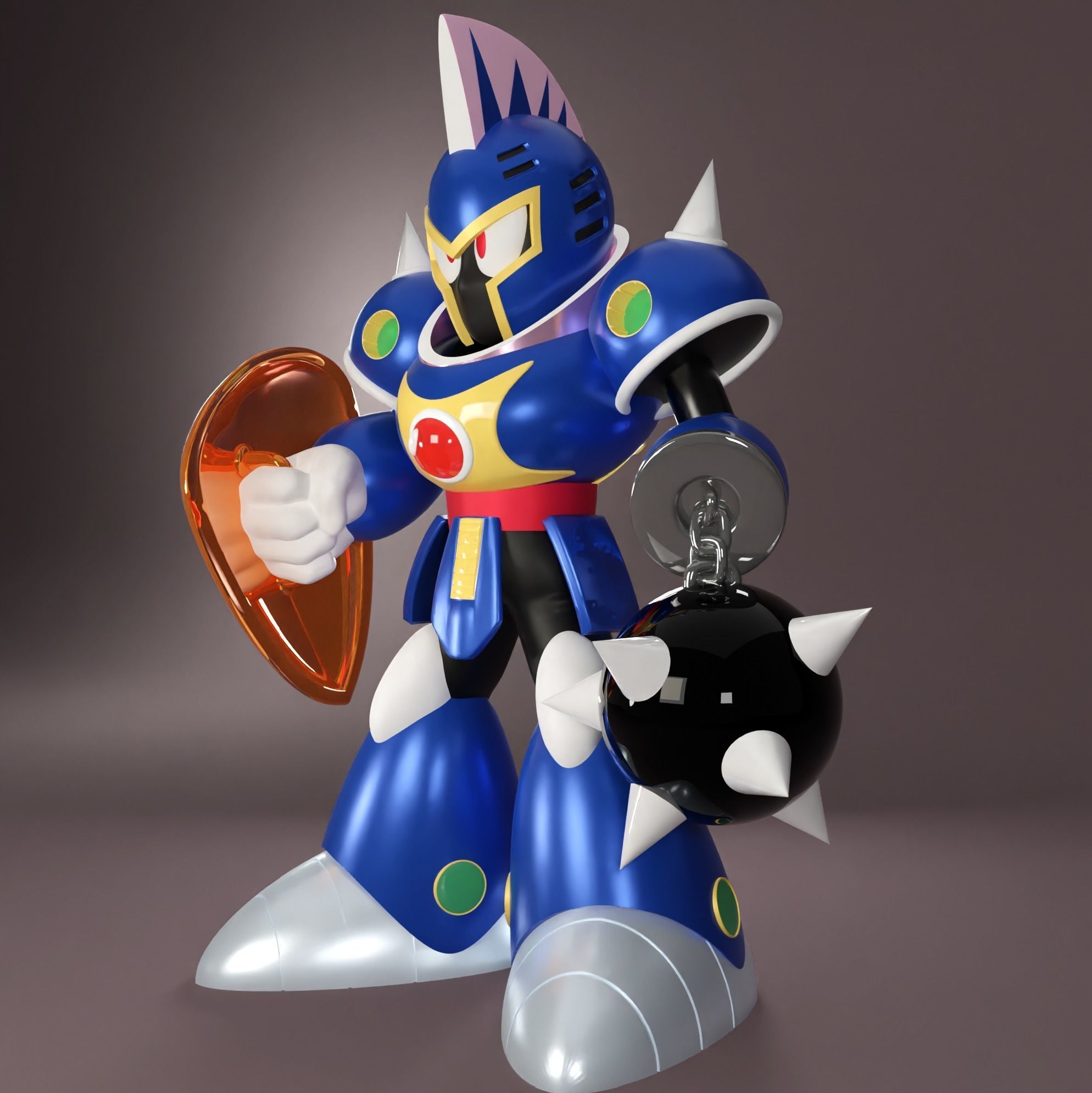 Knight Man Rockman MegaMan Famicom Nes 8Bit 3D model_5