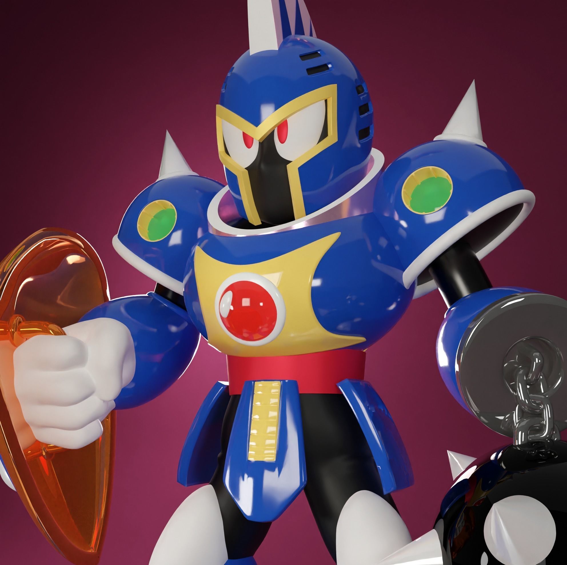 Knight Man Rockman MegaMan Famicom Nes 8Bit 3D model_3