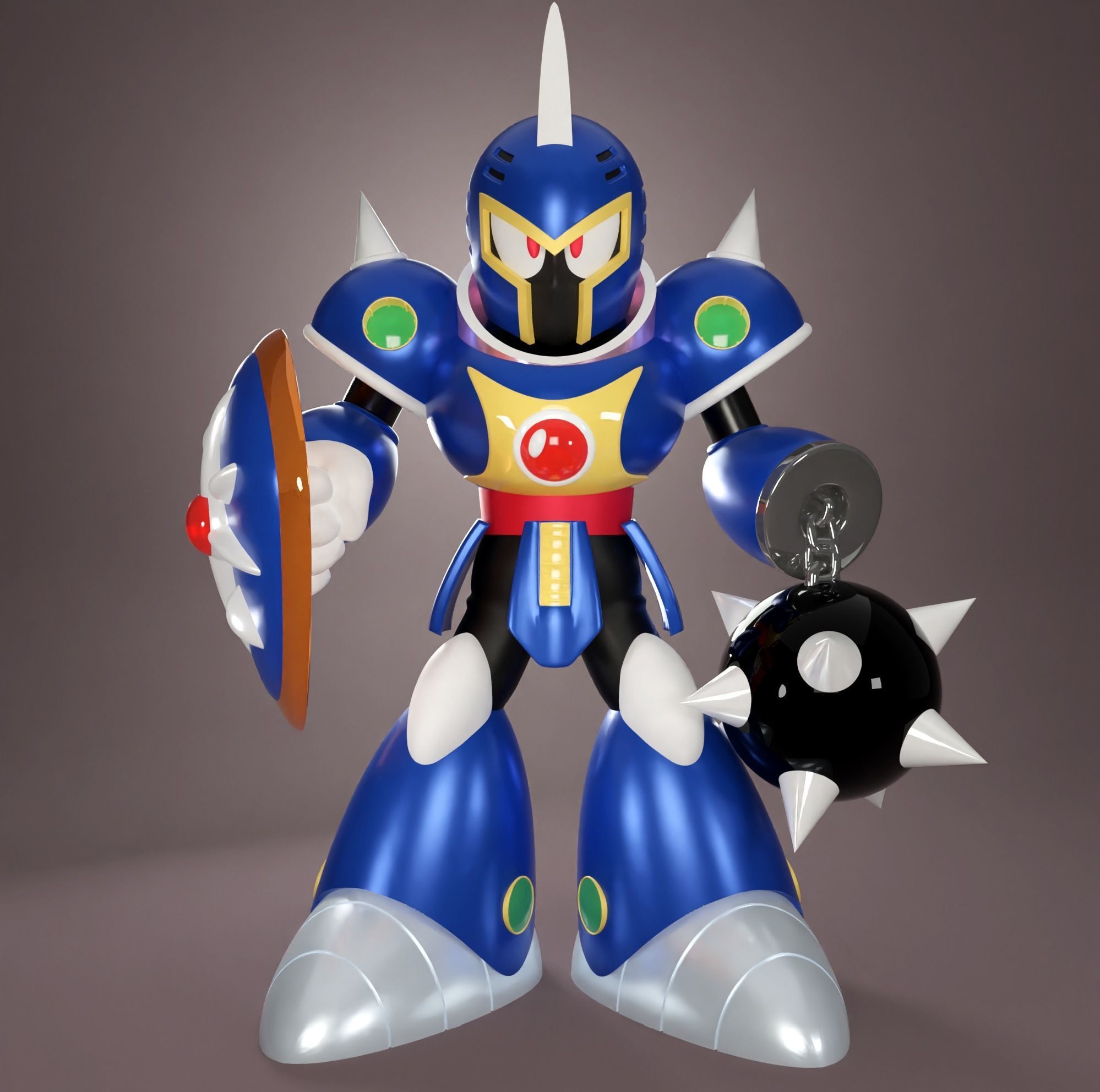 Knight Man Rockman MegaMan Famicom Nes 8Bit 3D model_4