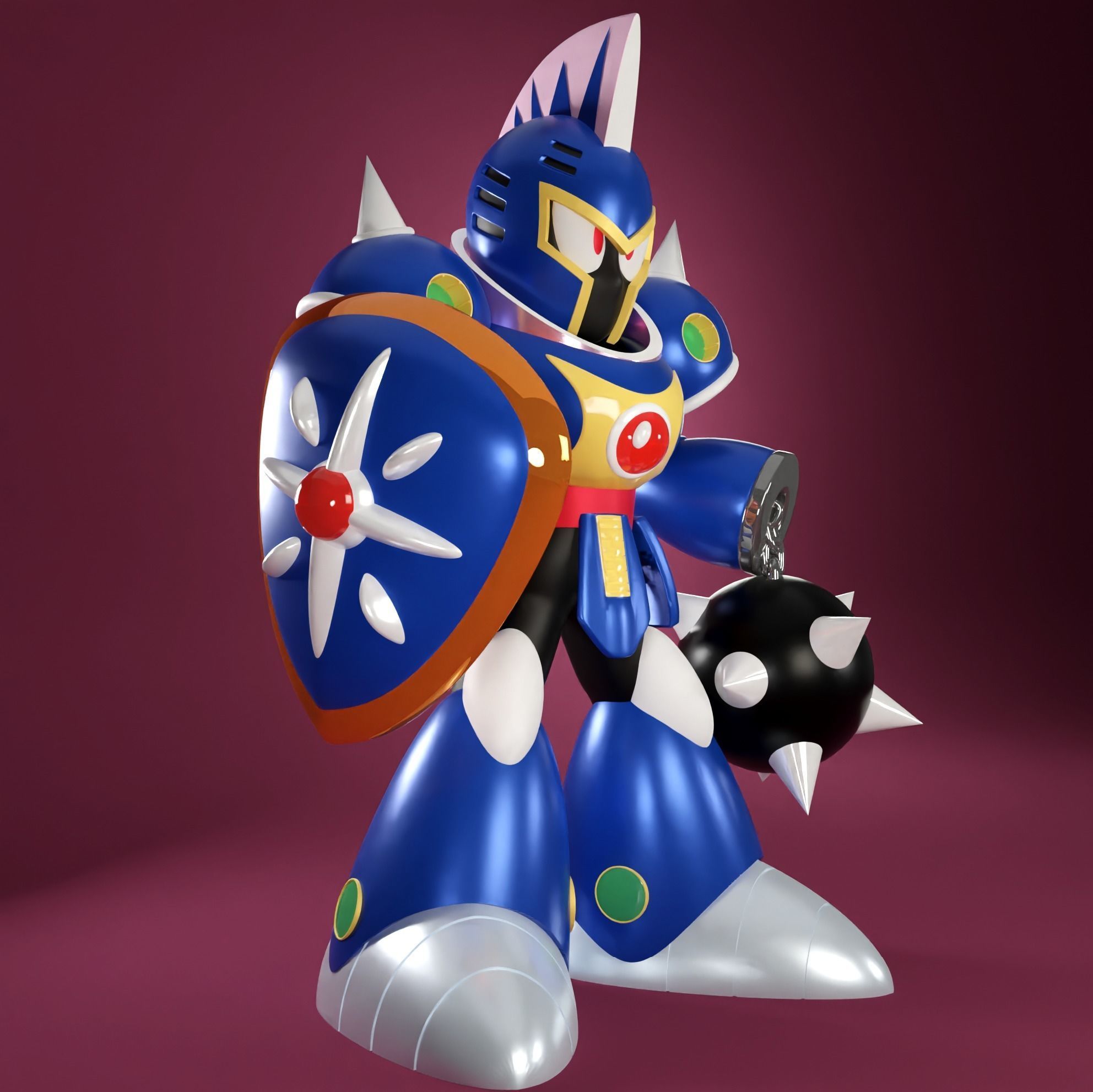 Knight Man Rockman MegaMan Famicom Nes 8Bit 3D model_6