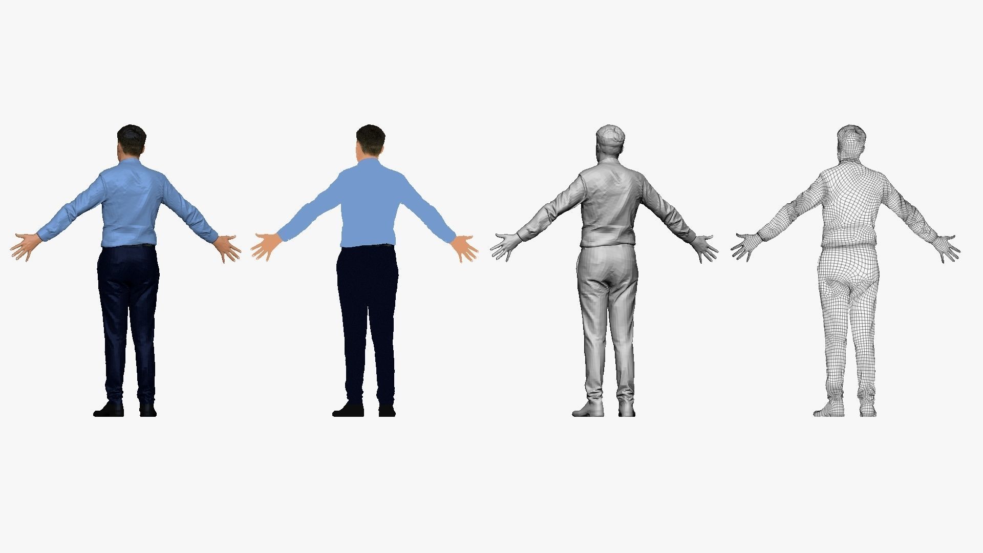 001289 man in blue tshirt blue pants in A pose low poly Low-poly 3D model_2