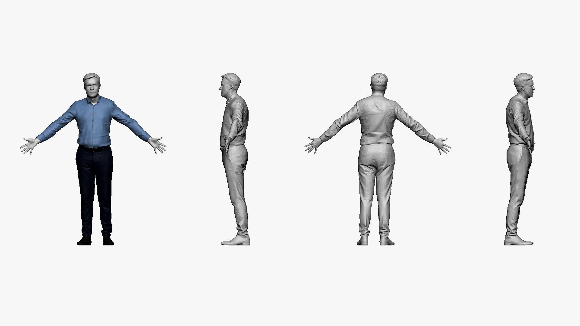 001289 man in blue tshirt blue pants in A pose low poly Low-poly 3D model_4