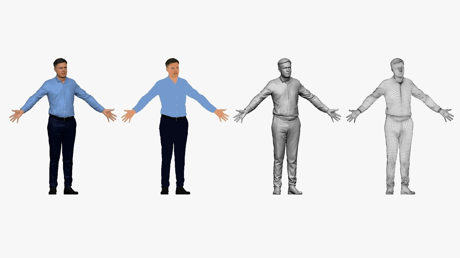 001289 man in blue tshirt blue pants in A pose low poly Low-poly 3D model_1