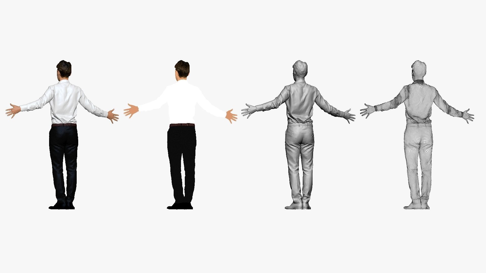 001291 man in white tshirt black pants hands in open pose 3dp 3D print model_2