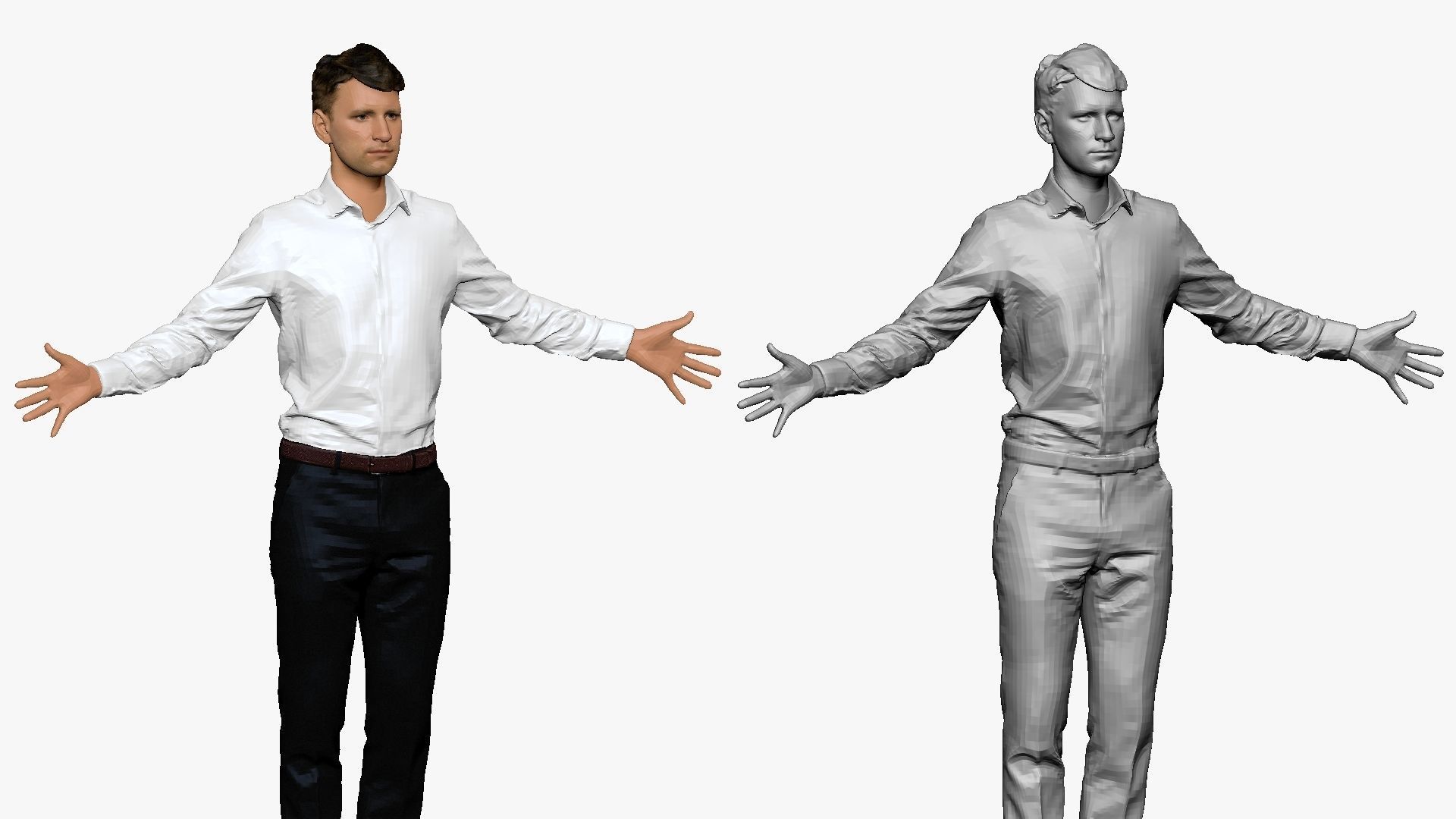 001291 man in white tshirt black pants hands in open pose 3dp 3D print model_5