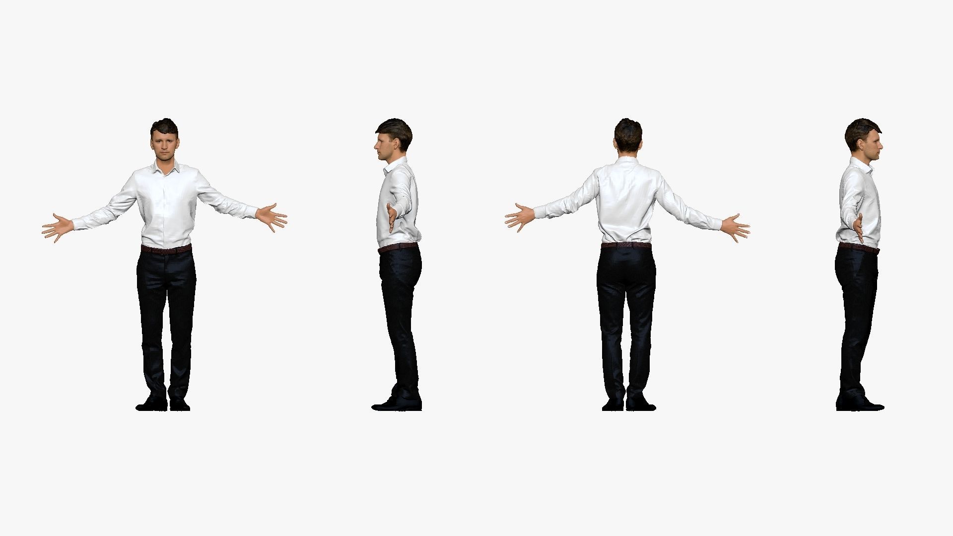 001291 man in white tshirt black pants hands in open pose 3dp 3D print model_3