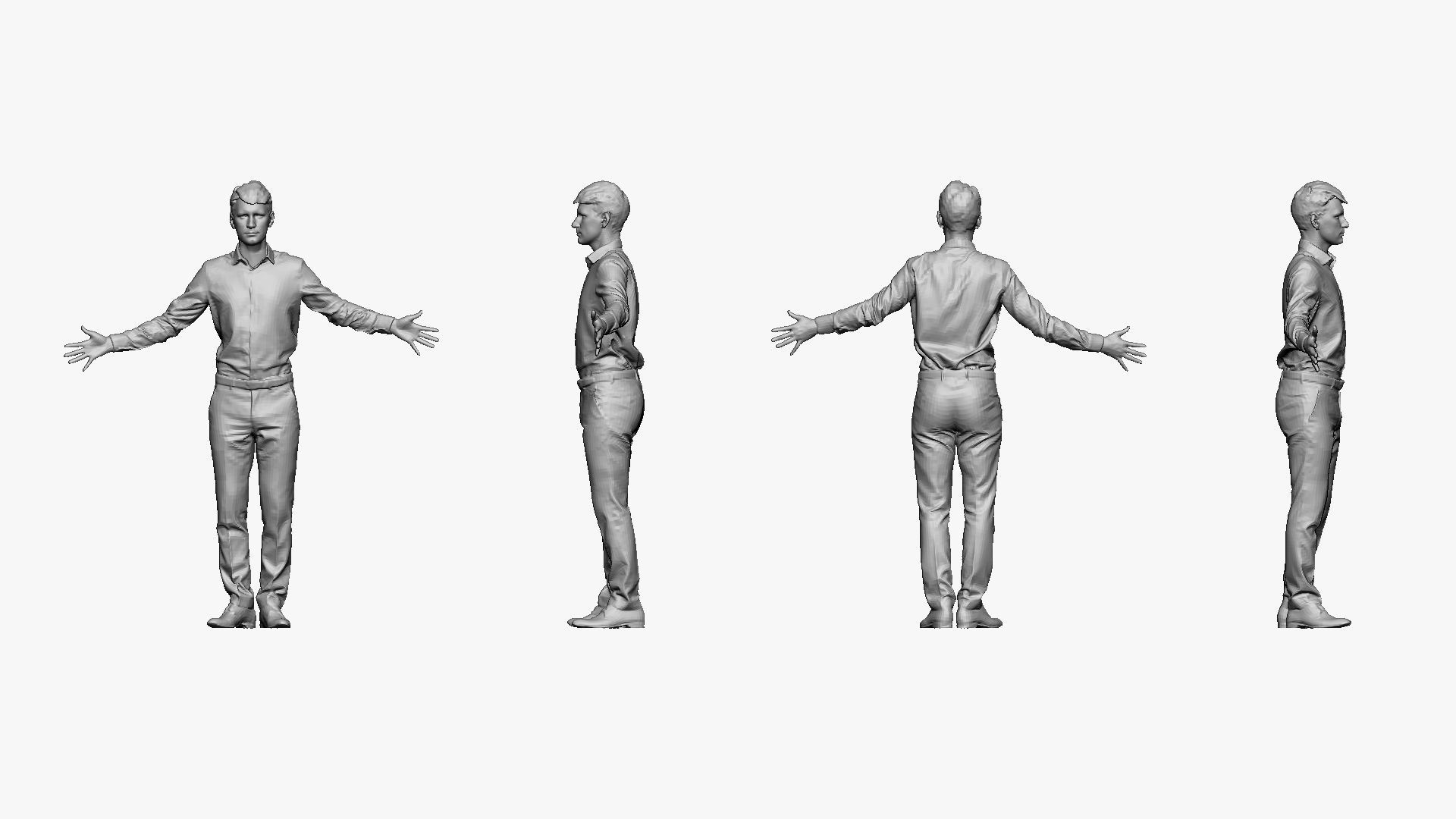 001291 man in white tshirt black pants hands in open pose 3dp 3D print model_4