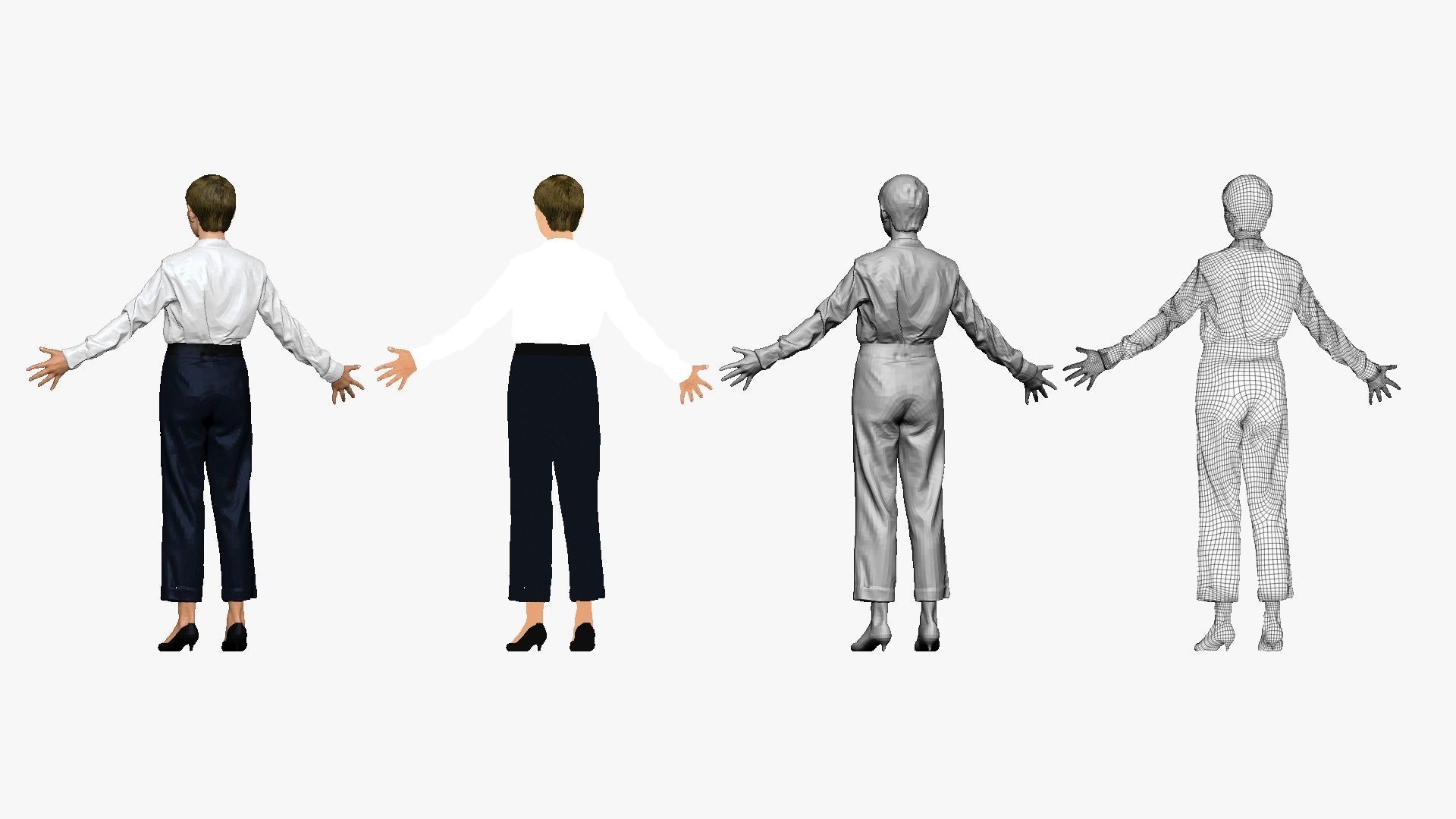 001292 woman in white tshirt blue pants hands in open pose 3dp 3D print model_2