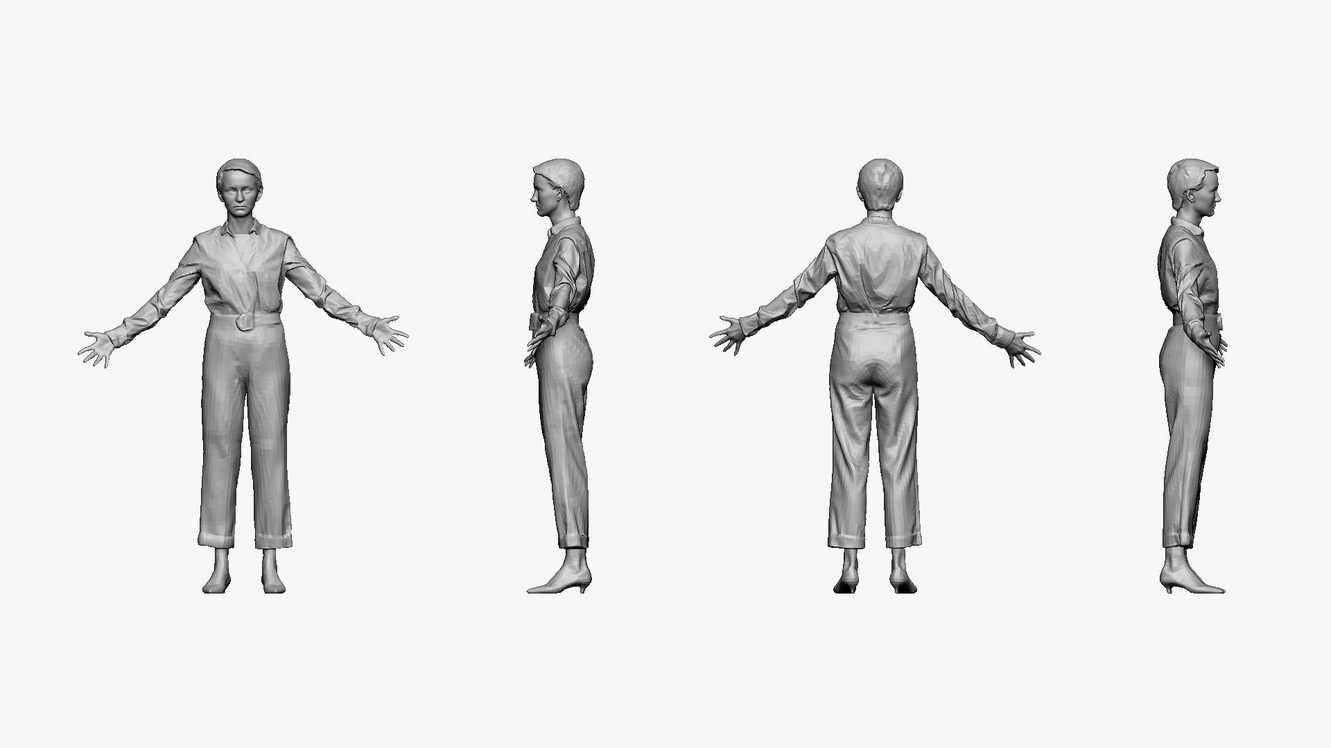 001292 woman in white tshirt blue pants hands in open pose 3dp 3D print model_4