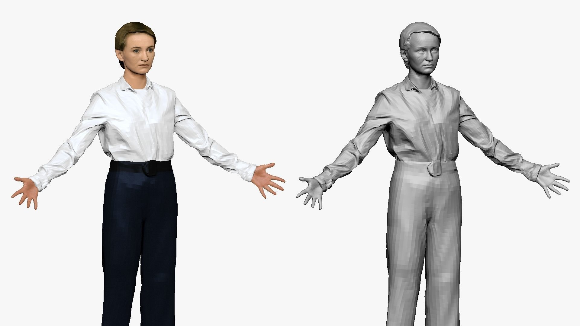 001292 woman in white tshirt blue pants hands in open pose 3dp 3D print model_5