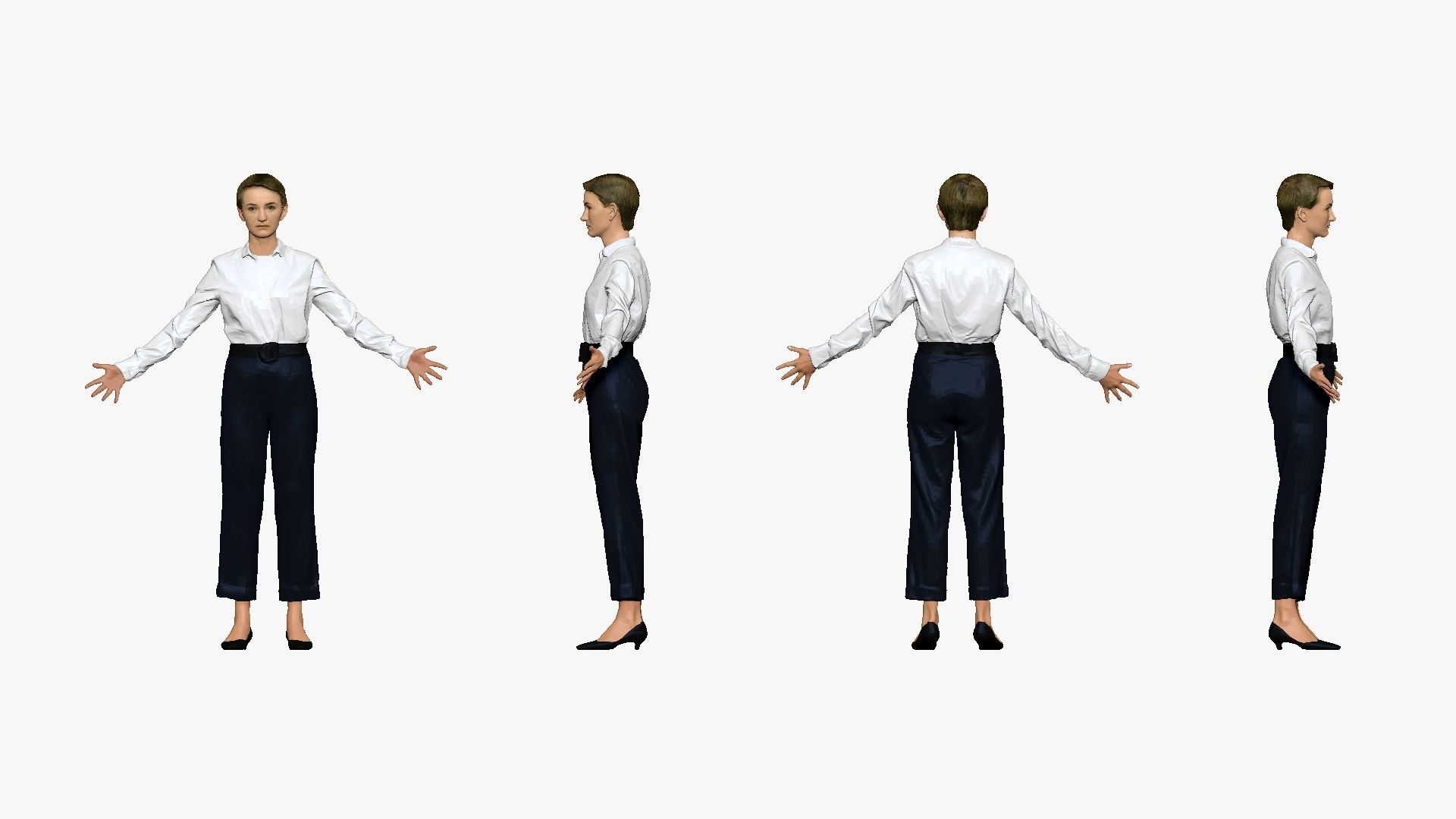 001292 woman in white tshirt blue pants hands in open pose 3dp 3D print model_3