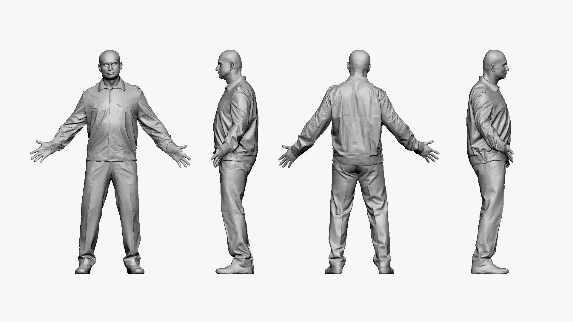 001296 man in security black suit low poly Low-poly 3D model_4