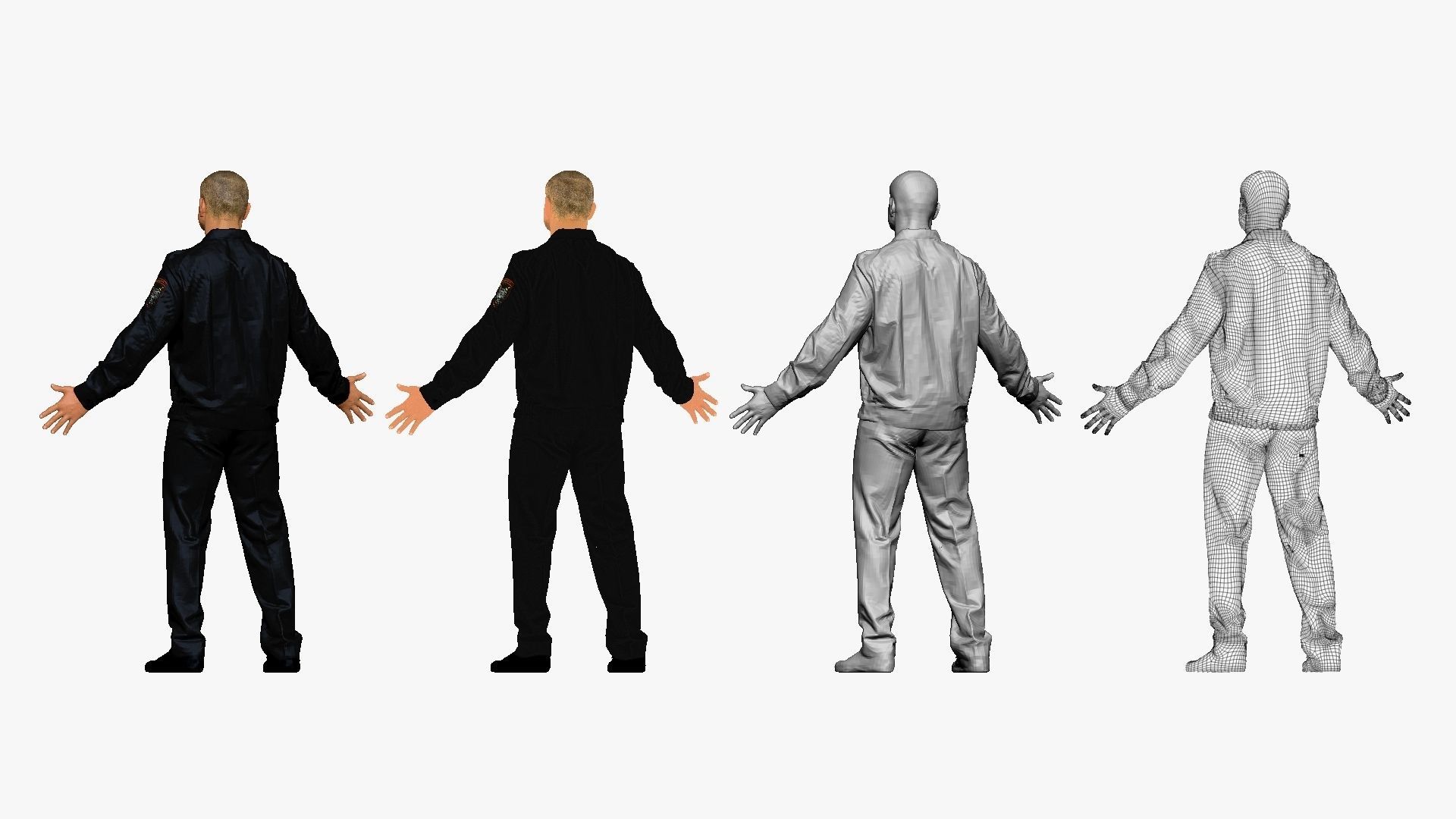 001296 man in security black suit low poly Low-poly 3D model_2