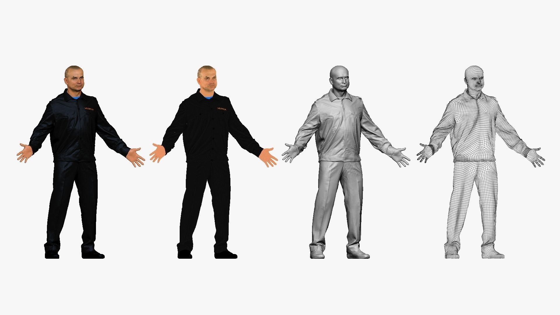 001296 man in security black suit low poly Low-poly 3D model_1