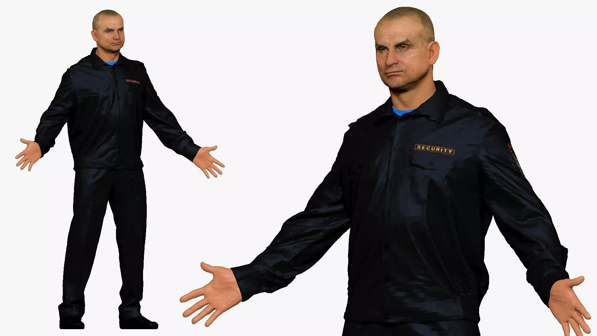 001296 man in security black suit low poly Low-poly 3D model_0