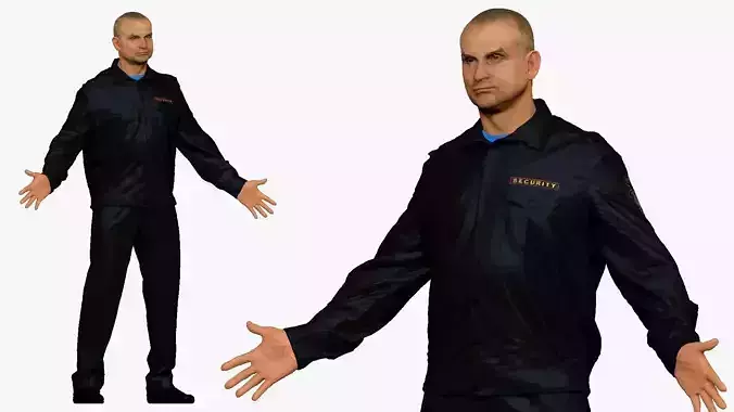 001296 man in security black suit low poly