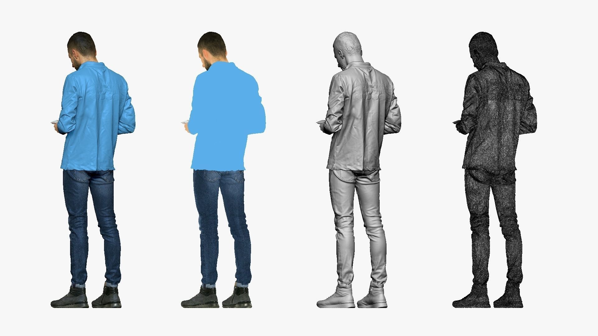 001297 man with beard in blue polo and jeans with money 3D model_2