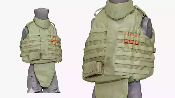 001300 army green top body armor shield 3D model