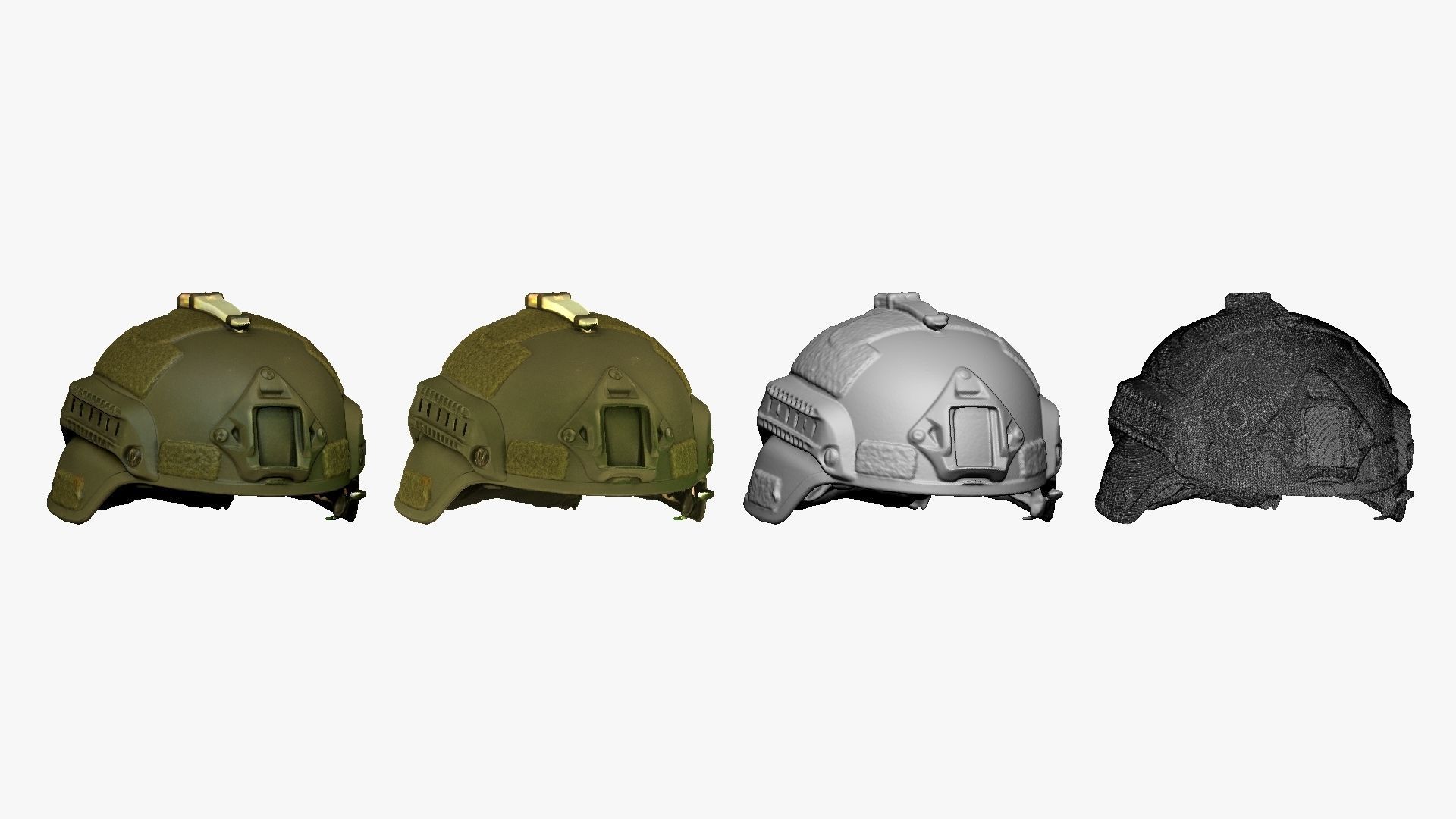 001301 army green helmet 3D model_1