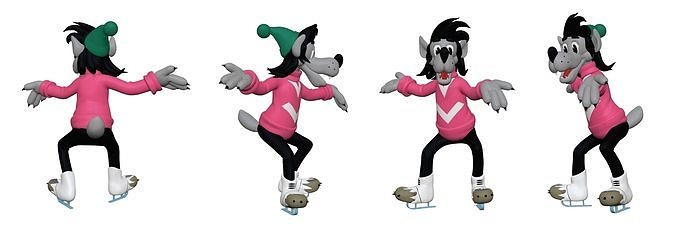 001302 nu pogodi wolf of the ice skates 3D model