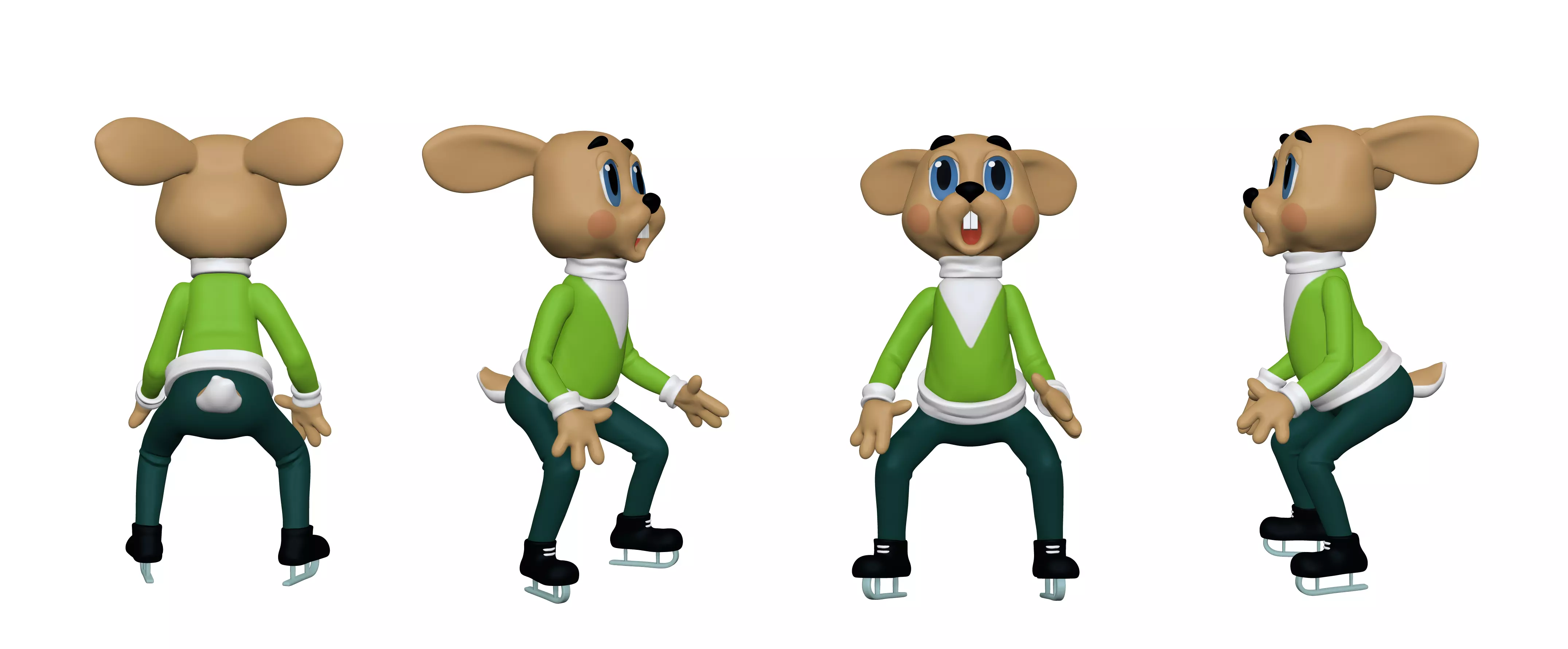 001308 rabit from nu pogodi in shock pose on the skates 3dp 3D print model_0